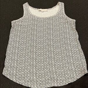 LOFT Black and White Patterned Tank Top